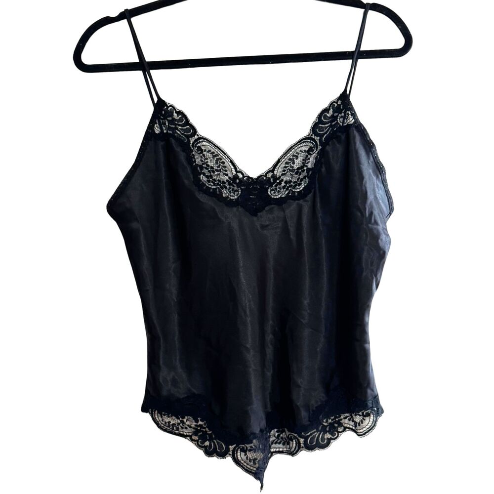 Fairycore Black Lace Flowy Babydoll Cami Top Y2K Whimsigoth Vintage Sz S